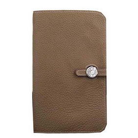 Cheap Hermes Compact Passport Holder Original Leather Wallet Grey HMSU8B8U959