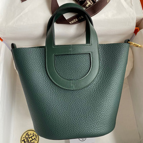 Imitation Hermes In The Loop 18 Handmade Bag in Vert Cypres Clemence Leather HMS66Q2G1GR
