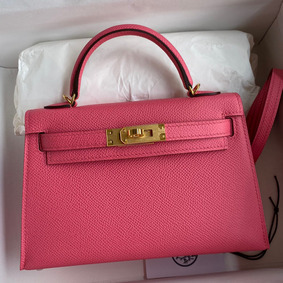 Hermes Kelly Mini II Sellier Handmade Bag In Rose Azalee Epsom Calfskin Top Replica HMS30SS789E