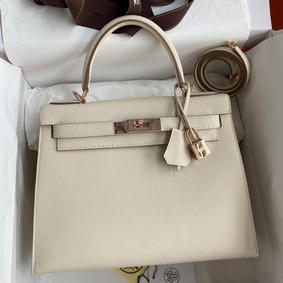 Hermes Kelly Sellier 28 Handmade Bag In Craie Evercolor Calfskin Top Replica HMS2HMI396K
