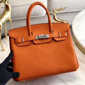 Replica Hermes original Epsom Leather HB35O orange&silver Metal HMS535O8Q25