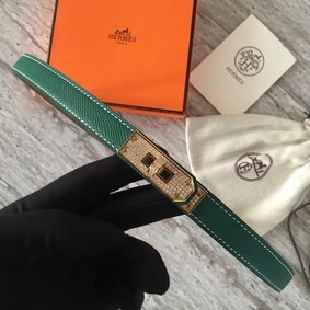 Copy Hermes original epsom leather Kelly belt H069853 green HMSTPNB3GJZ