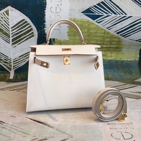 Hermes original Kelly Epsom Leather KL32 white Top Replica HMSTE117JW1