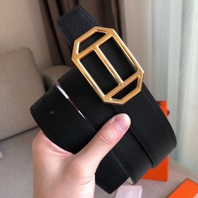 Replica Hermes Pad Reversible Belt In Black/White Epsom Leather HMS65SS8399