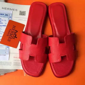 Hermes Slipper Calfskin Leather HO0476 Red HMSFI71C815