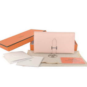 Fake Hermes Bearn Japonaise Smooth Leather Tri-Fold Wallet H308 Pink HMSD9W3GPWR