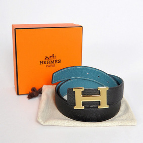 Hermes Bovine Jugular Veins In Blue Belt HR1007A Gold 1:1 Replica HMSUNXK7B0O