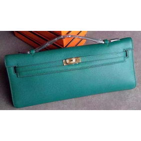 Hermes Kelly 31cm Clutch Epsom Leather KL31 Deep Green Replica HMS5M9FN6GP