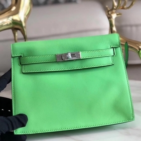 Hermes Kelly Danse Handmade Bag In Green Swift Leather HMSLE183294