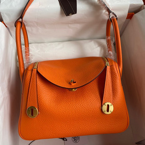Fake Hermes Lindy 26 Handmade Bag In Orange Clemence Leather HMS1AV7ZDCY