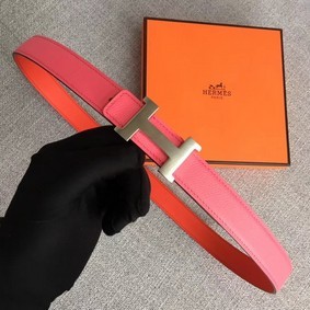 First-class Quality Hermes original epsom leather belts wide 2.5CM 2714 rose Belts HMS498JXLRR