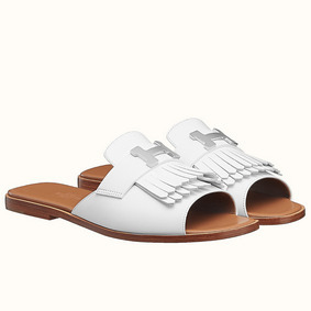 Hermes Auteuil Sandals In White Calfskin Top Replica HMSBJAANPCD