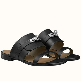 Hermes Avenue Sandals In Black Calfskin 1:1 Replica HMSBIGM9NX6