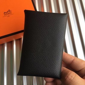Top Replica Hermes Bastia Epsom card case H0369 black HMSKM9ET8HE