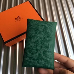 Best Quality Hermes Bastia Epsom card case H0369 green HMSTPLI489P