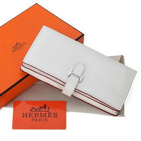 Copy Hermes Bearn Japonaise Bi-Fold Wallet Grainy Leather A208 White HMS9OQ01UNH