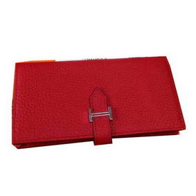 Hermes Bearn Japonaise Grainy Leather Wallet H8622W Red 1:1 Replica HMS9V5TSI2A