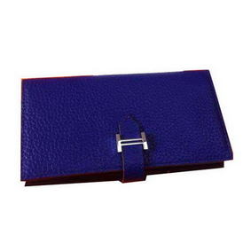 Hermes Bearn Japonaise Grainy Leather Wallet H8622W Royal 1:1 Replica HMSQ85VABB3