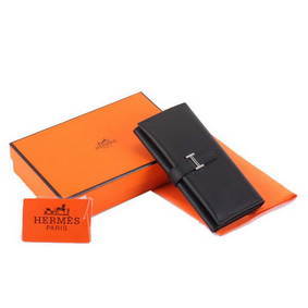 Hermes Bearn Japonaise Tri-Fold Wallet A308 Black Top Replica HMSV40888WZ