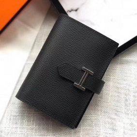 Imitation Hermes Bearn Mini Wallet In Black Epsom Leather HMSBWNC5RN1