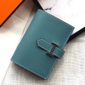 1:1 Replica Hermes Bearn Mini Wallet In Blue Jean Epsom Leather HMS29L0E1B0