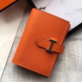 New Hermes Bearn Mini Wallet In Orange Epsom Leather HMSH9NDYL0P