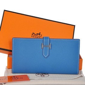 Hermes Bearn Wallet Original Smooth Leather Blue 1:1 Replica HMSE26P8O23