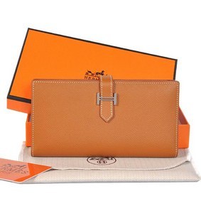 Hermes Bearn Wallet Original Smooth Leather Camel Top Replica HMS59NA8YZ9
