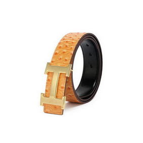 Hermes Belt Ostrich Leather HB5327 Camel Replica HMS085SI8E6