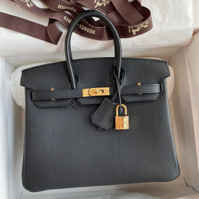 Hermes Birkin 25 Handmade Bag In Black Clemence Leather Replica HMSA0H675XK