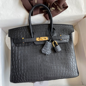 Hermes Birkin 25 Handmade Bag In Black Crocodile Niloticus Matte Skin HMS9AH9B7M7