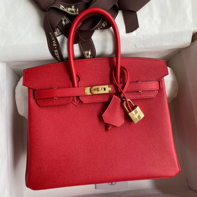 Fake Hermes Birkin 25 Handmade Bag In Red Epsom Calfskin HMSBXMIZ35B