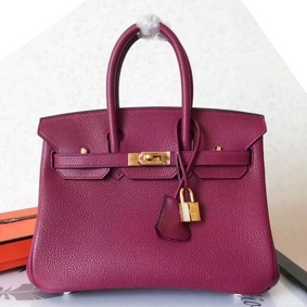High Quality Hermes Birkin 25 Handmade Bag In Ruby Clemence Leather HMSV2728VO4
