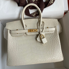 Cheap Hermes Birkin 25 Retourne Handmade Bag In Beton Matte Alligator Leather HMS5Z191L31