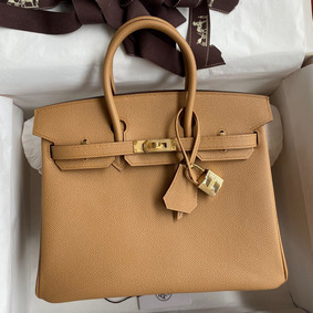 Hermes Birkin 25 Retourne Handmade Bag In Biscuit Epsom Calfskin Top Replica HMSM8O8F07W