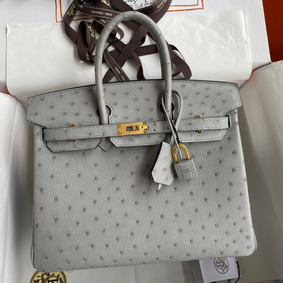 Best Quality Hermes Birkin 25 Retourne Handmade Bag In Blue Glacier Ostrich Leather HMSU795E05D