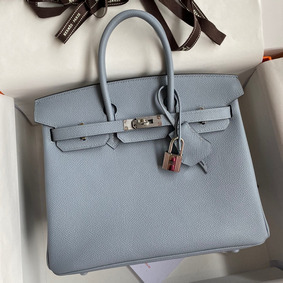 Hermes Birkin 25 Retourne Handmade Bag In Blue Lin Epsom Calfskin Replica HMS114X0QEO