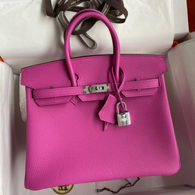 Copy Hermes Birkin 25 Retourne Handmade Bag In Magnolia Clemence Leather HMSFV5UMV1L