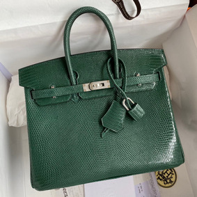 Hermes Birkin 25 Retourne Handmade Bag In Malachite Lizard Leather 1:1 Replica HMSTTGRA0I3