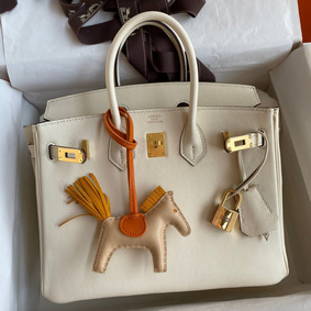Hermes Birkin 25 Retourne Handmade Bag In Nata Swift Calfskin Top Replica HMSB03V82KO