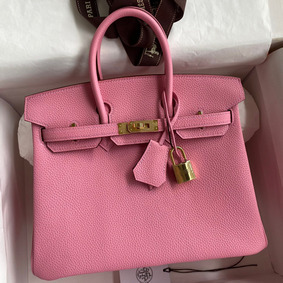 Hermes Birkin 25 Retourne Handmade Bag In Pink Clemence Leather Replica HMS0819ZST2