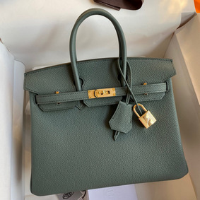 Hermes Birkin 25 Retourne Handmade Bag In Vert Amande Clemence Leather Replica HMS29MEWQIC