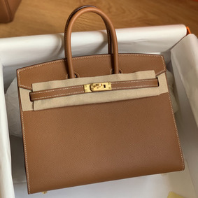 Hermes Birkin 25 Sellier Handmade Bag In Gold Epsom Calfskin 1:1 Replica HMS2XUL9PX8