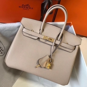 Hermes Birkin 25cm Bag In Beige Clemence Leather GHW Replica HMS69I626FV