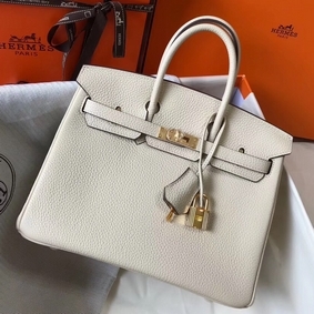 Hermes Birkin 25cm Bag In Beton Clemence Leather GHW Top Replica HMSPRQ3A654