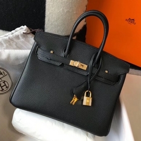 AAA Hermes Birkin 25cm Bag In Black Clemence Leather GHW HMS26YG0BN9