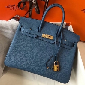Hermes Birkin 25cm Bag In Blue Agate Clemence Leather GHW HMS3ZYE7OR8