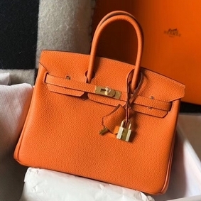 Imitation Hermes Birkin 25cm Bag In Orange Clemence Leather GHW HMSXRD2QG7G