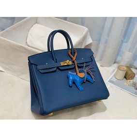 Hermes Birkin 25CM Togo Bag Original Leather H25E Dark Blue 1:1 Replica HMSCPKHK400