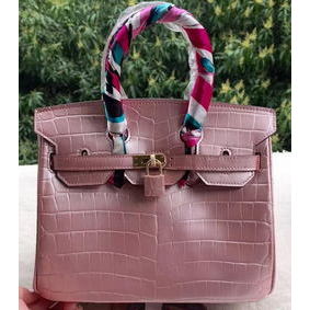 Hermes Birkin 25CM Tote Bag Croco Leather H25TCO Pink HMS856Q2NJ9
